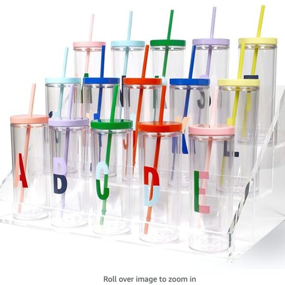 Kate spade Initial Thermal Tumbler cup With Straw, B purple nwt - Picture 3 of 4